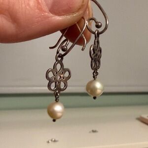Elegant Silver Pearl Drop Earrings